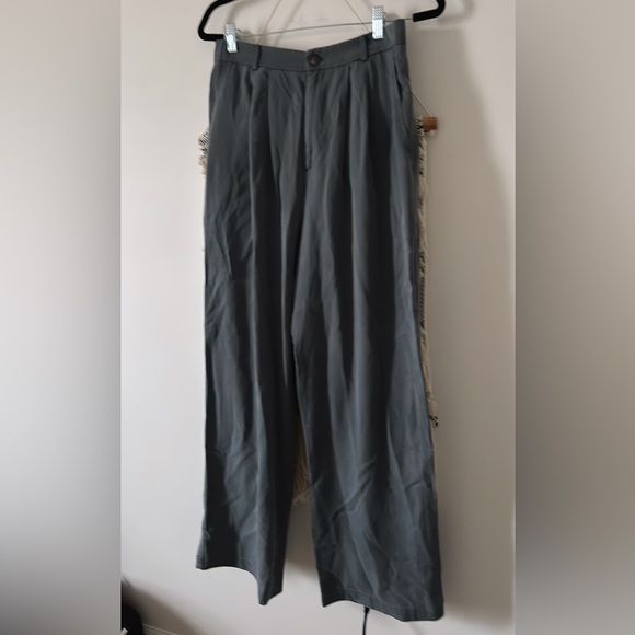 Reformation Mason High Rise Relaxed Wide Leg Pants Slate Gray 10 - Picture 2 of 5